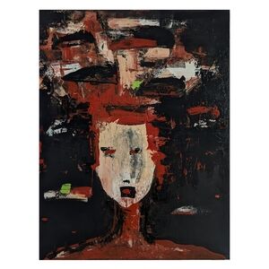 Abstract Expressionist Art Piece in Red and Black